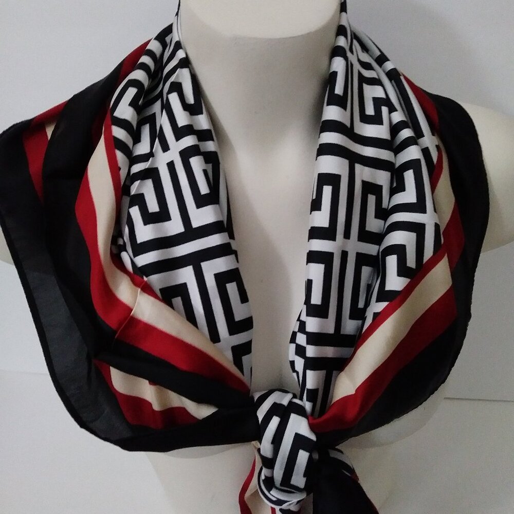 Jessica McClintock Square Black Red Scarf